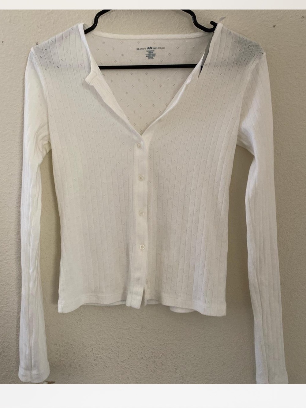 Brandy Melville white Zelly eyelet top